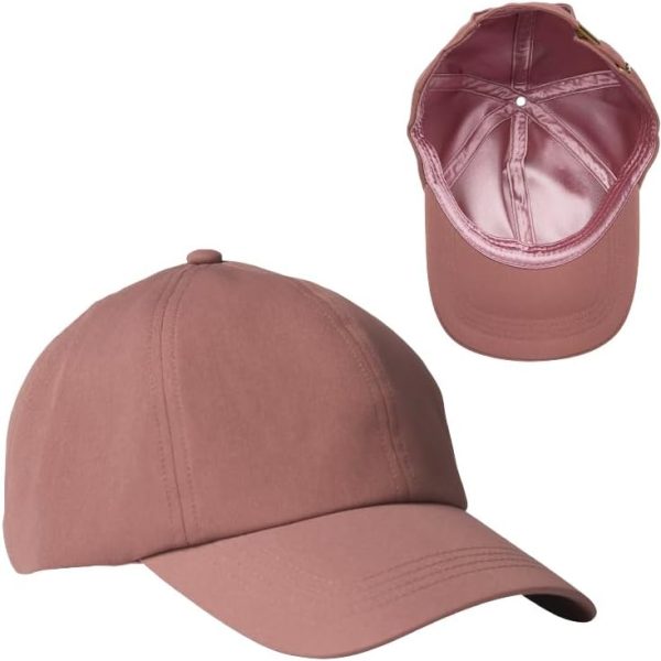 Baseball Cap Satin Lined Interior, One Size Fits All, Adjustable Cap (Indian Pink)