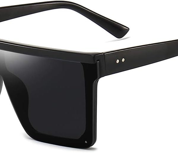 Square Oversized Sunglasses for Women Men Fashion Flat Top Big Black Frame Shades