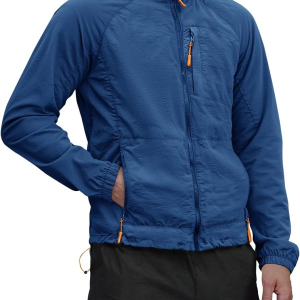 Mens Lightweight Jacket Windbreaker Full Zip Long Sleeve Outdoor Athletic Jackets for Hiking