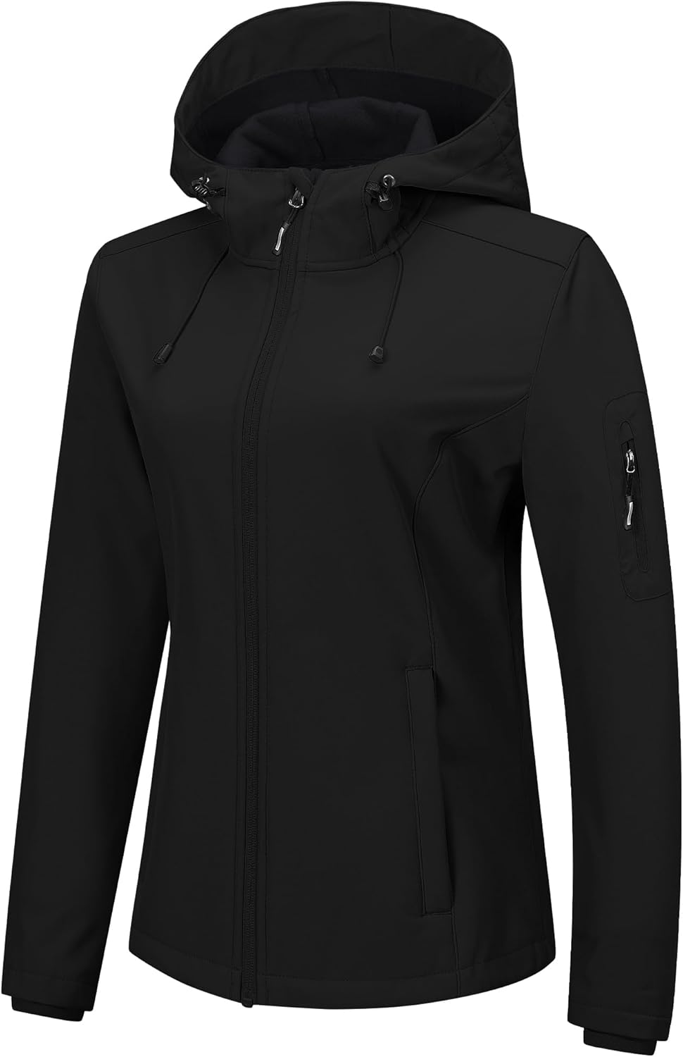 Women's Softshell Jacket with Hood Fleece Lined Warm Lightweight Waterproof Insulated Windbreaker