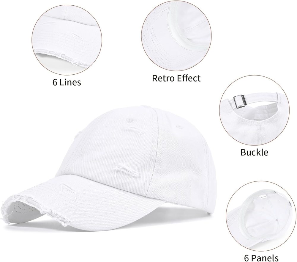 Baseball Cap Women Men Vintage Washed Distressed Hats Adjusted Cotton Dad Hat Adjustable Trucker Headwear - Image 2