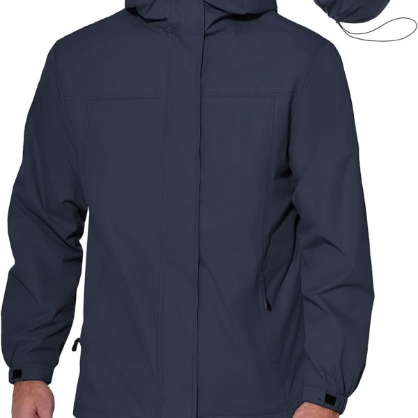Men's Rain Jacket Waterproof With Hood Lightweight Packable Shell Raincoat Windbreaker For Cycling Golf Travel