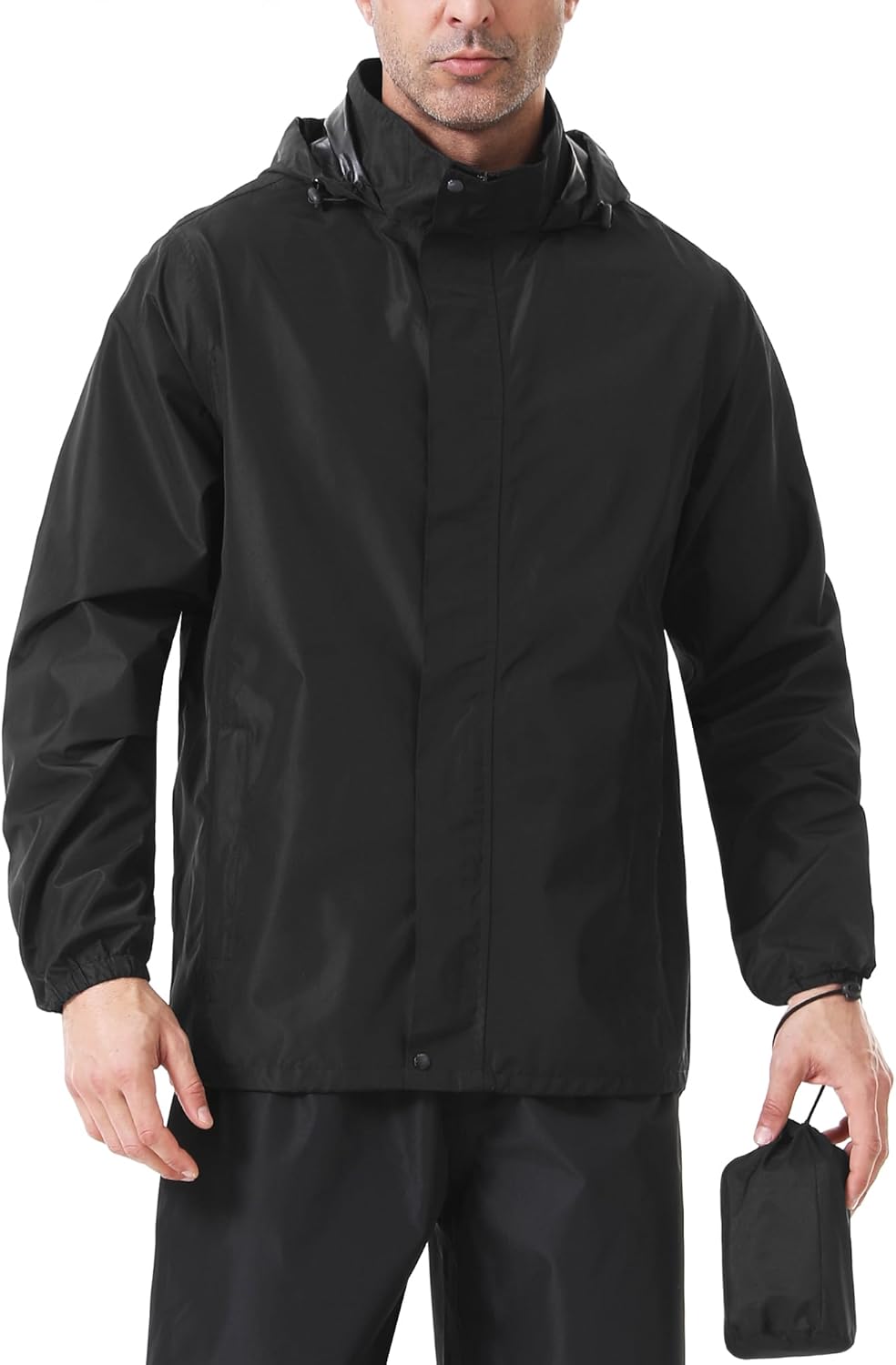 Men's Rain Jacket Lightweight Waterproof Packable Rain Shell Jacket Raincoat with Hood Windbreaker for Cycling, Golf