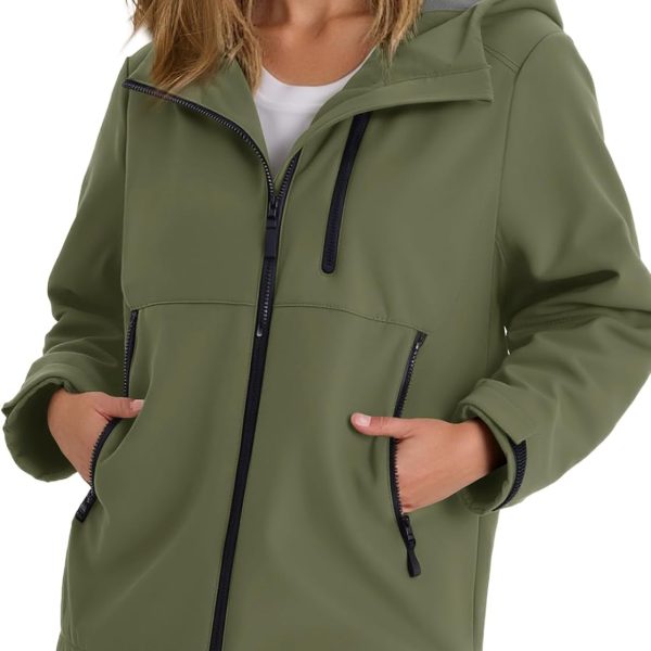 Womens Fleece Lined Rain Jacket Waterproof Lightweight Fall Winter Windbreaker Hooded Softshell Jackets
