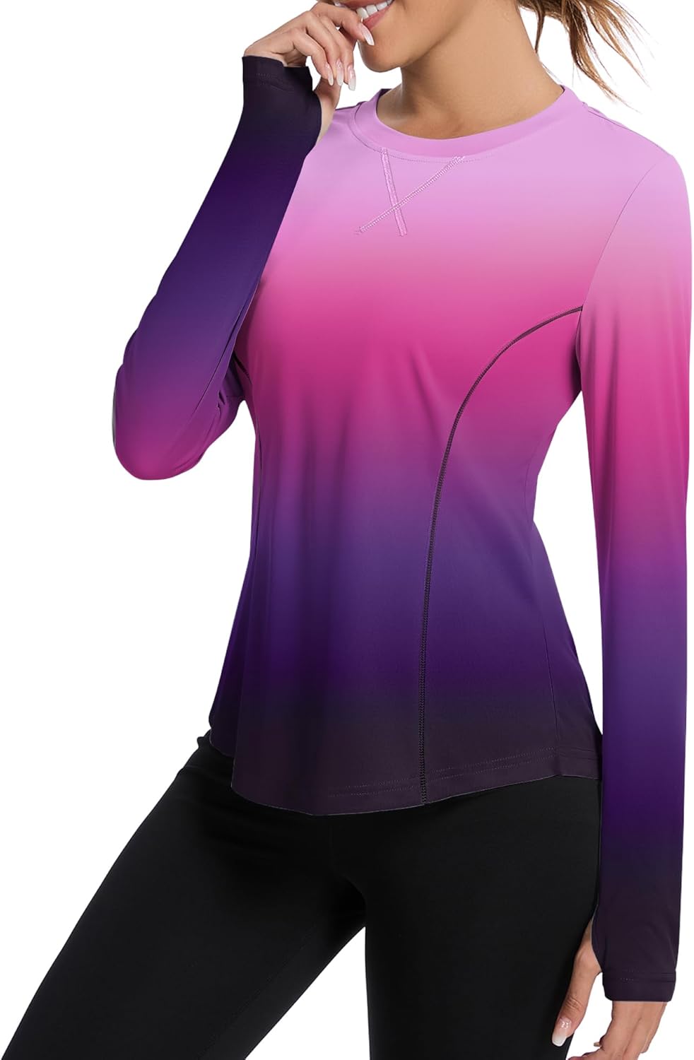 Women UPF 50+ UV Shirts Long Sleeve with Thumb Holes Workout Sun Shirt Quick Dry Athletic Hiking Running Tops