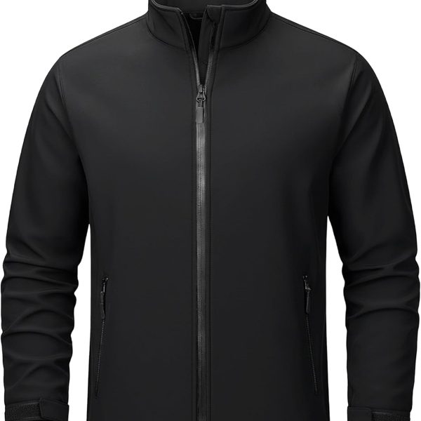 Men's Lightweight Softshell Jacket Waterproof Lightweight Fleece Lined Winter Coat with 4 Pockets Windbreaker