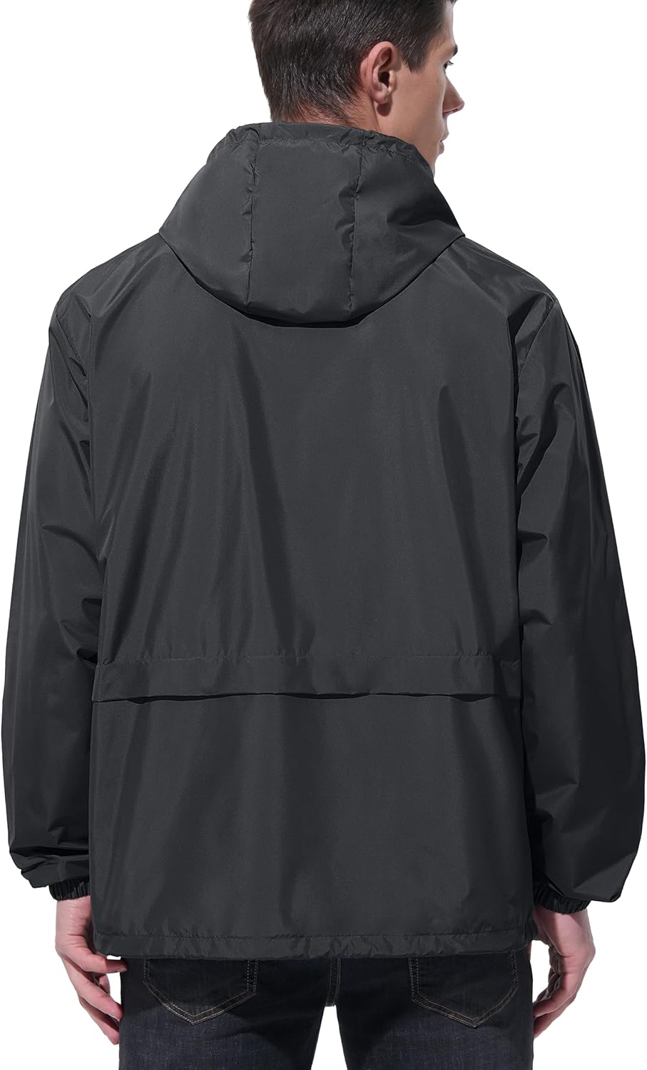 Mens Rain Jacket Raincoat Windbreaker Running Waterproof Lightweight Packable with Hood Travel Hiking Cycling - Image 2