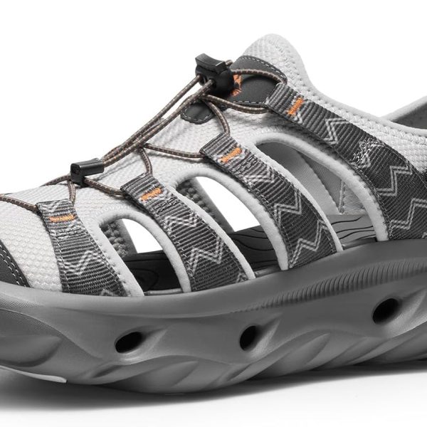 8 Water Sandals for Men and Women Cushion Non-Slip Closed Toe Arch Support Breathable Hiking Easy on Walking Sandals Strap