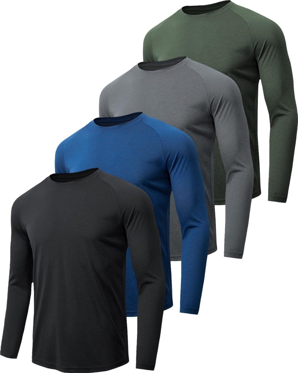 7 Pack Long Sleeve Shirts for Men UPF 50+ UV Sun Protection Quick Dry Moisture Wicking Workout Tee Shirts