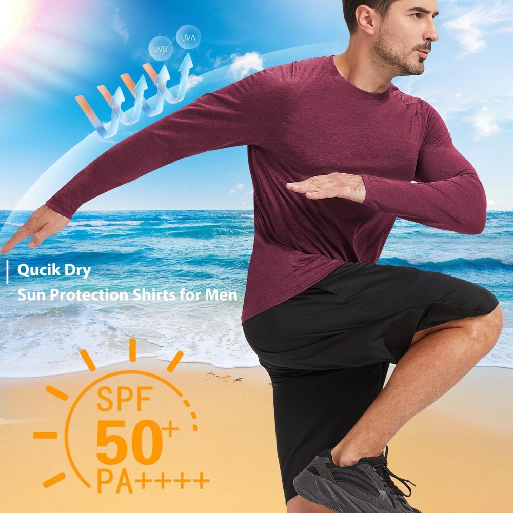 7 Pack Long Sleeve Shirts for Men UPF 50+ UV Sun Protection Quick Dry Moisture Wicking Workout Tee Shirts - Image 2