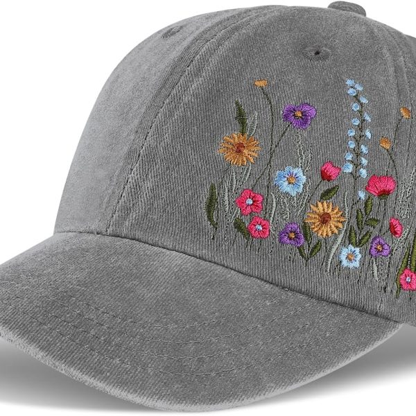 Trendy Embroidered Baseball Cap for Girls Women Men - Adjustable Soft Breathable Hats for Casual Wear